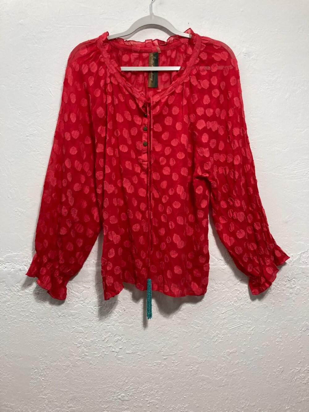 Aratta Silent Journey Mabel Tunic Top Sheer Swiss Dot Burnout Rayon Festival M
